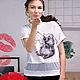 Order White t-shirt oversize Hamster, summer women's t-shirt with mesh. Lara (EnigmaStyle). Livemaster. . T-shirts Фото №3