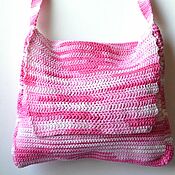 Bag-string bag, hand-knitted from polypropylene