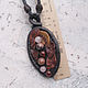 pendant from the skin 'stone-leaves-berries'. Pendants. Marina Lambrozo leather and stone. My Livemaster. Фото №5