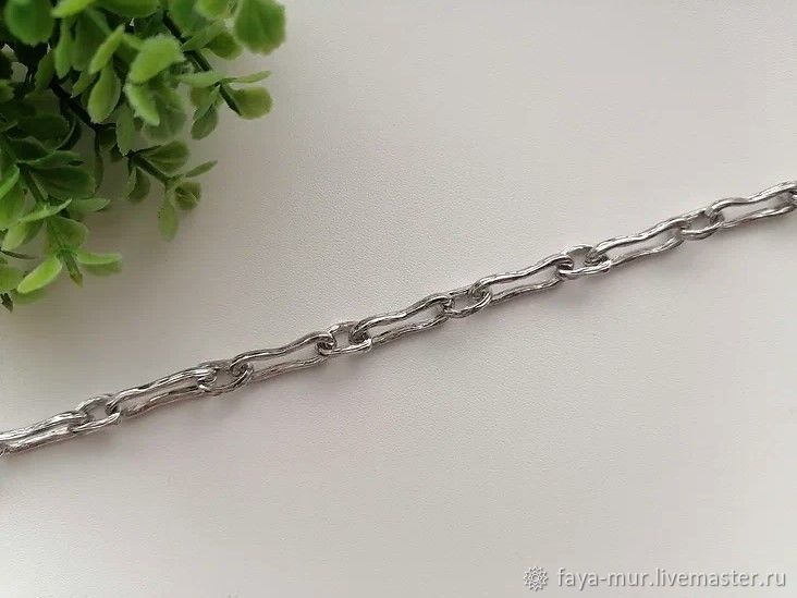 Корейская фурнитура: Цепь со звеньями 19*6 и 9*6 мм мм. Латунь, родий в ...