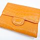 Women's wallet, made of genuine crocodile leather, in orange color!, Wallets, St. Petersburg,  Фото №1