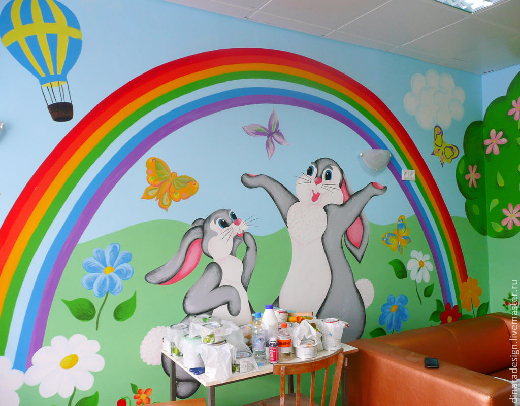 Оформление яслей. Украшение стен в детском саду. Роспись стен в группе детского сада. Рисование на стене в детском саду. Разрисовать стены в детском саду.