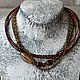Комплект украшений бохо из стекла и кожи «Каштановый мед». Комплекты украшений. Христинич Елена (khelena). Ярмарка Мастеров.  Фото №8