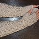 Downy beige knitted mittens 'Avtoledi' goat down, Mitts, Urjupinsk,  Фото №1