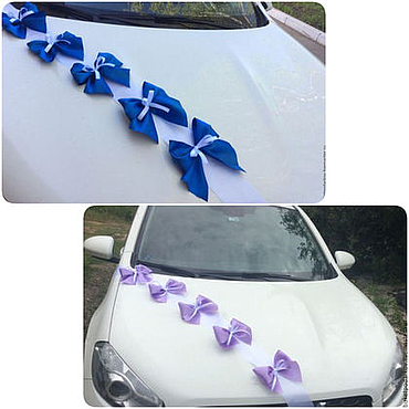 Свадебные банты с цветами на ручки авто