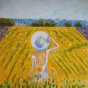 Картины и панно handmade. Livemaster - original item Girl in a field of sunflowers oil painting. Handmade.