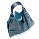 Order Women's leather bag 'Elsinore' (blue reptile). Russian leather Guild. Livemaster. . Shopper Фото №3