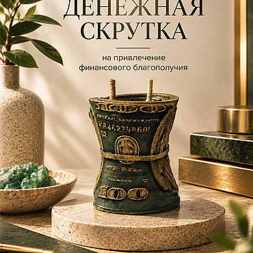 Фен-шуй и эзотерика ручной работы. Ярмарка Мастеров - ручная работа Свеча Денежная скрутка для привлечения богатства. Handmade.