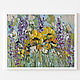 A bright painting with yellow flowers and purple bells in oil, Pictures, Chelyabinsk,  Фото №1