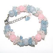 Украшения handmade. Livemaster - original item Bracelet stones aquamarine, rose quartz, morganite. Handmade.