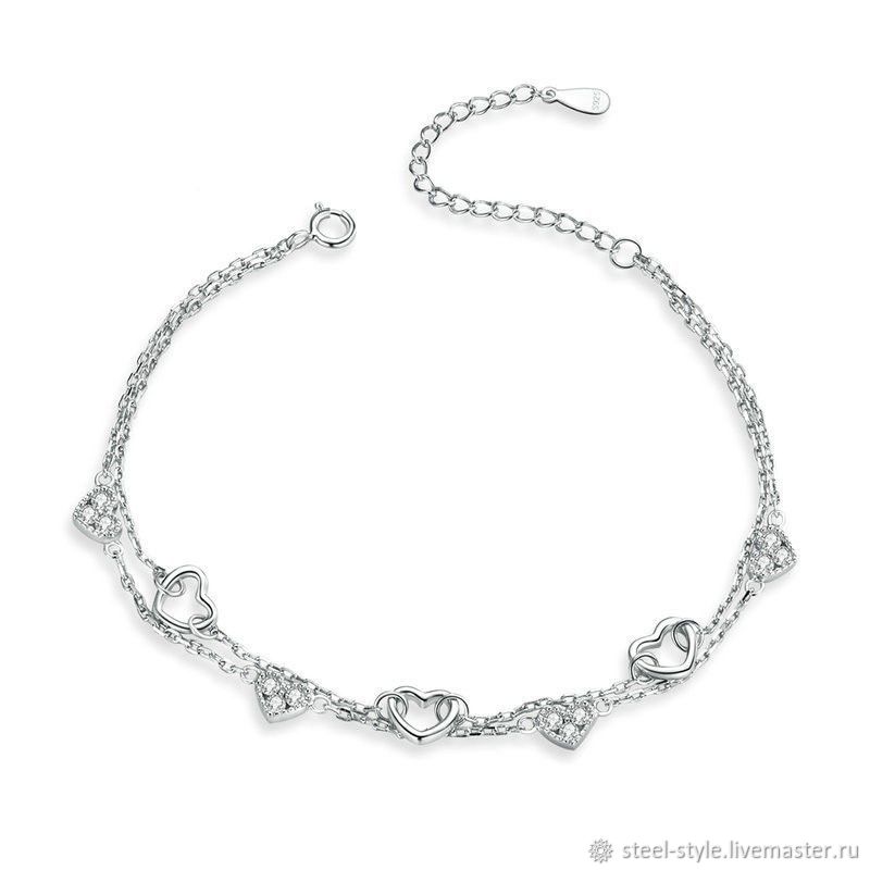 Silver Heart Bracelet, female, Chain bracelet, Moscow,  Фото №1
