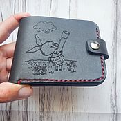 Сумки и аксессуары handmade. Livemaster - original item Leather wallet with engraved Piglet. Handmade.