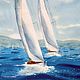 Picture of a yacht at sea. Painting with seascape and yachts. Home gadgets. Olga Ermakova art. Online shopping on My Livemaster.  Фото №2