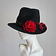 Шляпа велюровая "Le Rouge et le Noir". Шляпы. Hats by 'Ariadne's thread' Atelier. Интернет-магазин Ярмарка Мастеров.  Фото №2