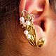 //WIRE WRAP/ / 'Lily of the Valley' Cuff .Earrings with pearls , Cuff Earrings, Krasnodar,  Фото №1