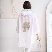 Одежда handmade. Livemaster - original item Oversize tunic made of fine linen with embroidery and hood. Handmade.