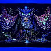 Для дома и интерьера handmade. Livemaster - original item Wall decor Psychedelic art Home painting Owls Horizont. Handmade.