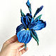 Order Brooch made of iris blue leather. natalya-4 (natalya-4). Livemaster. . Brooches Фото №3