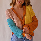 Одежда handmade. Livemaster - original item cardigans: Knitted colorful cardigan 