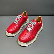 Обувь ручной работы handmade. Livemaster - original item Sneakers made of genuine ostrich leather, in bright red color!. Handmade.