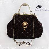Сумки и аксессуары handmade. Livemaster - original item Vintage velvet Queen Brown handbag. Handmade.