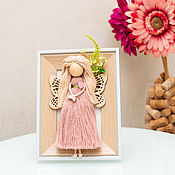 Куклы и игрушки handmade. Livemaster - original item Macrame doll in photo frame 16/21 rose dress. Handmade.