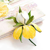 Украшения handmade. Livemaster - original item Iris flower brooch incredible tenderness yellow white. Handmade.