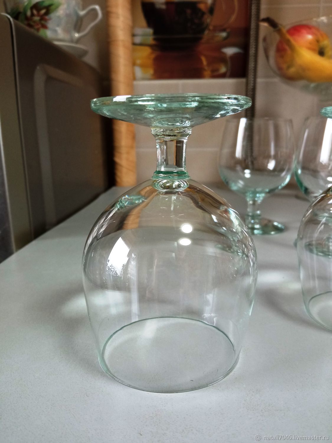 Винтаж: Стаканы винтажные: Бокалы 5 штук светло-бирюзовое стекло СССР ...