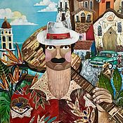 Картина из сигарных бантов "Кубинская песня"