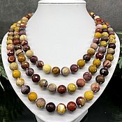 Работы для детей, handmade. Livemaster - original item Three-row necklace Jasper Mukait Natural Beads with a cut of 10 mm. Handmade.