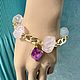 Браслет из розового кварца с цепями. Браслет из бусин. Elena Moonlight Jewelry. Интернет-магазин Ярмарка Мастеров.  Фото №2