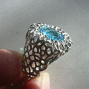 Украшения handmade. Livemaster - original item Ring CLOUD BLUE cubic Zirconia. 925 sterling silver. Handmade.
