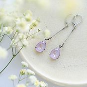 Украшения handmade. Livemaster - original item Long earrings with lavender Swarovski crystals. Handmade.