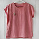Salmon basic blouse made of 100% linen, Blouses, Tomsk,  Фото №1