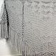 Grey Shawl 200*110 Crocheted Openwork Triangular with Tassels #014, Shawls, Nalchik,  Фото №1