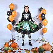 Одежда handmade. Livemaster - original item Halloween night sun skirt with evil pumpkins. Handmade.