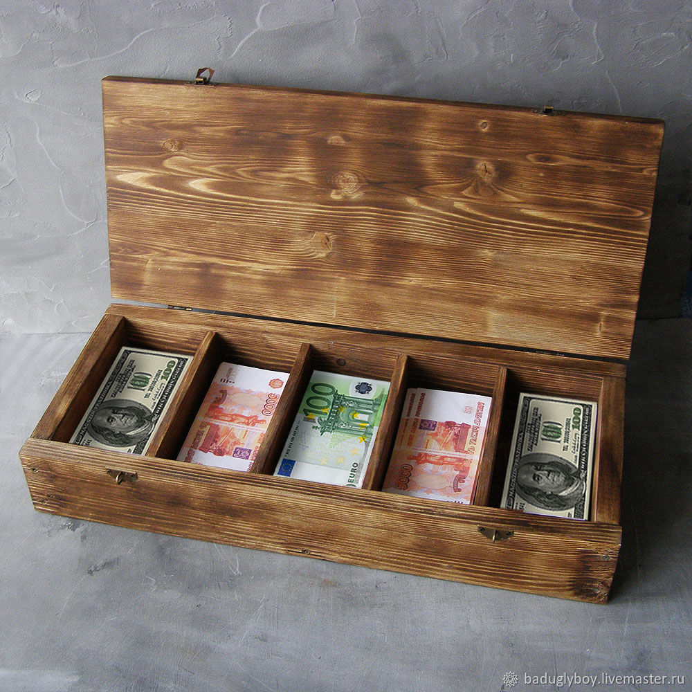 Шкатулка деревянная для хранения денег украшений декупажа маленькая
