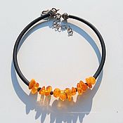 Украшения handmade. Livemaster - original item Bracelet with amber on a black silicone cord. Handmade.