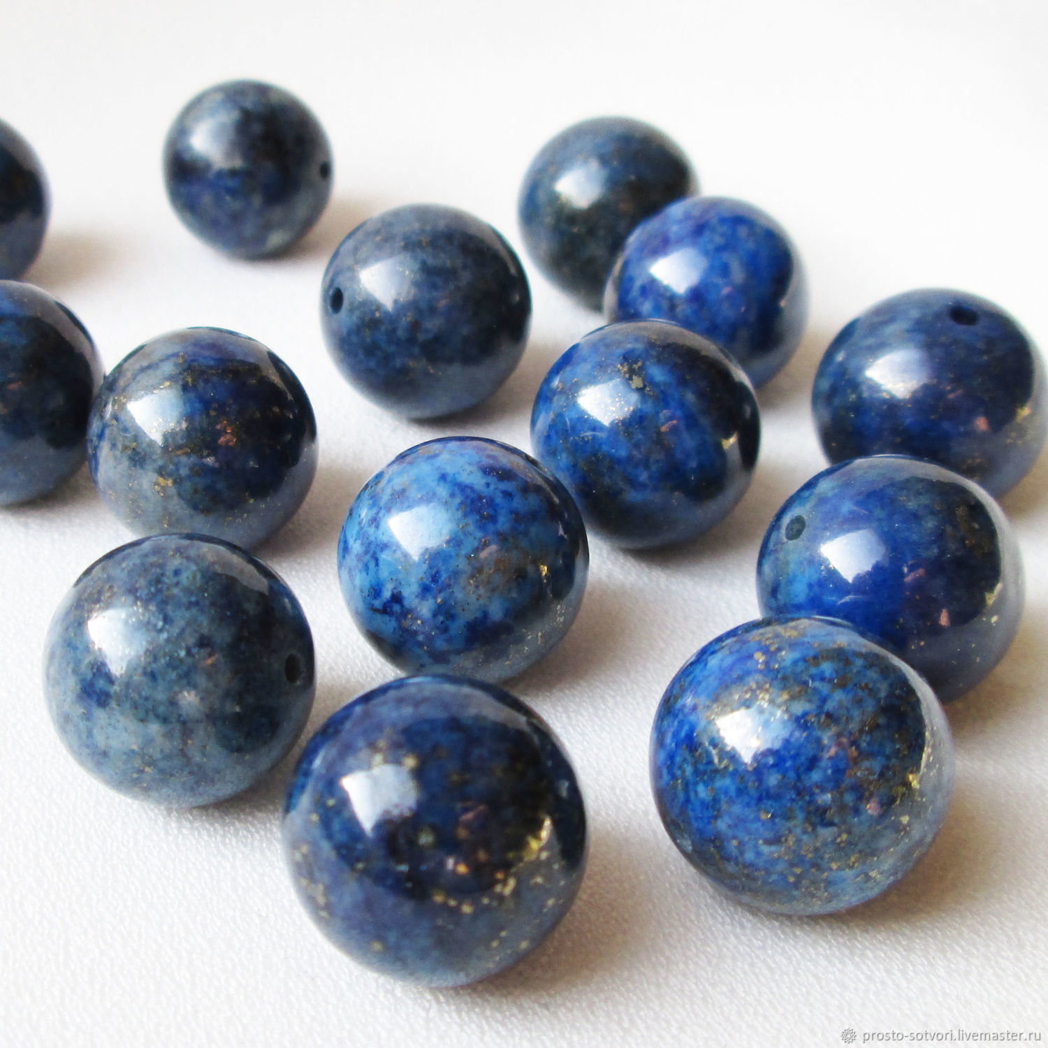 Lapis lazuli 14 mm, blue beads ball smooth, natural stone, Beads1, Ekaterinburg,  Фото №1