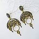 Art Deco Bronze Long Geometric Stud Earrings with Rings, Stud earrings, Voronezh,  Фото №1