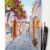 Картины и панно handmade. Livemaster - original item Painting city street. Painting Greece. Painting in Greek style. Handmade.