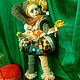 Арлекино с птичкой и с колокольчиком. Будуарная кукла. Малышева Наташа. Ярмарка Мастеров.  Фото №9
