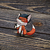 Украшения handmade. Livemaster - original item Wood badge Fox. Handmade.
