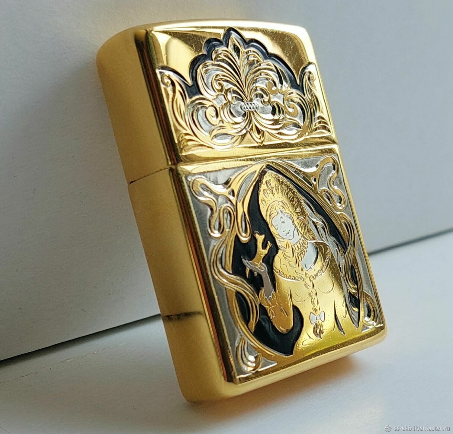 Зиппо оригинал ручной работы позолота Сказы Бажова в интернет-магазине ...
