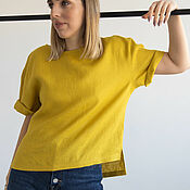 Одежда handmade. Livemaster - original item Minus 25%Mustard-colored linen top.. Handmade.