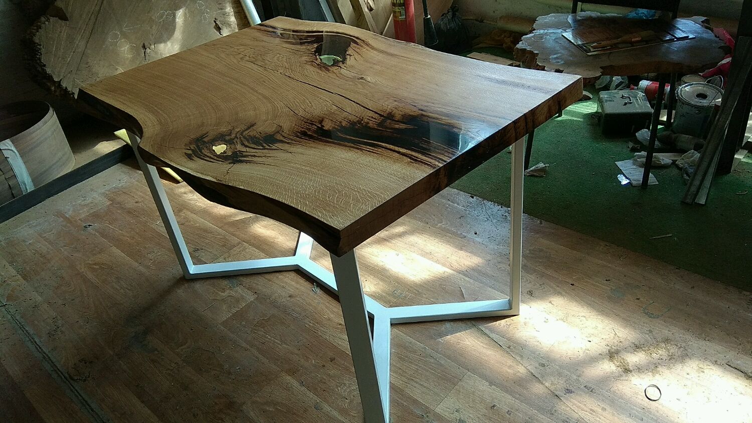 стеклянное подстолье для деревянного стола