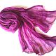 Batik stole scarf Amethyst heart Handmade Batik from Natalia Sorokina Shop silk Paradise purple fuchsia gift woman gift girl
