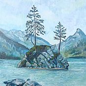 Картины и панно handmade. Livemaster - original item Mountain lake landscape with acrylic. Handmade.