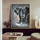 Картины маслом на холсте. Слон. Большая картина со слоном, Картины, Санкт-Петербург,  Фото №1