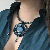 Украшения handmade. Livemaster - original item Necklace Denim Necklace with agate Rhodium plated accessories. Handmade.
